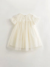 Young Girls Sweet And Romantic Net Yarn Splice Lace Short Sleeve Round Neck Dress For Summer